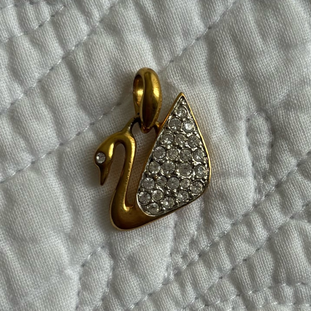 Swarovski Swan Gold w/ Crystals Pendant/Charm